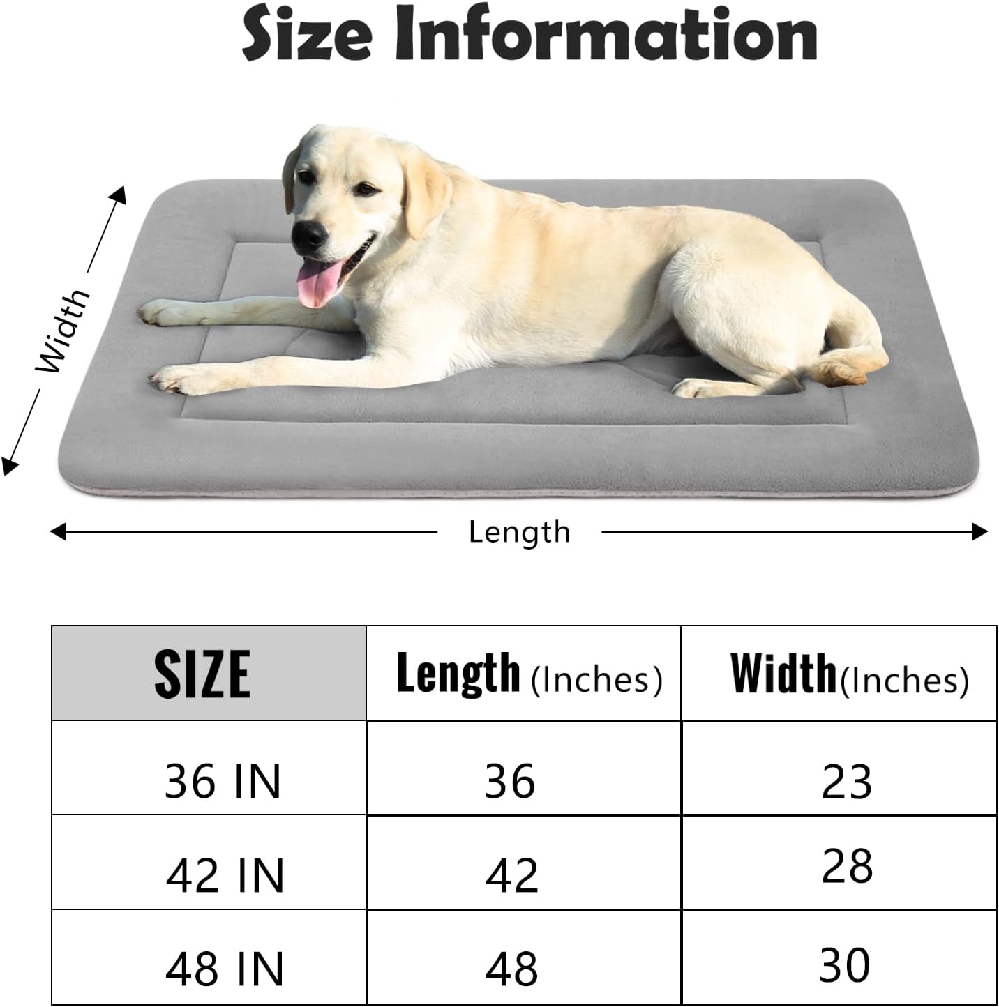 JoicyCo Extra Large Dog Bed Soft Dog Crate Pad Mat 48 in Non-Slip Bottom Washable Dog Sleeping Mattress Pet Beds Cat Beds Kennel Pads