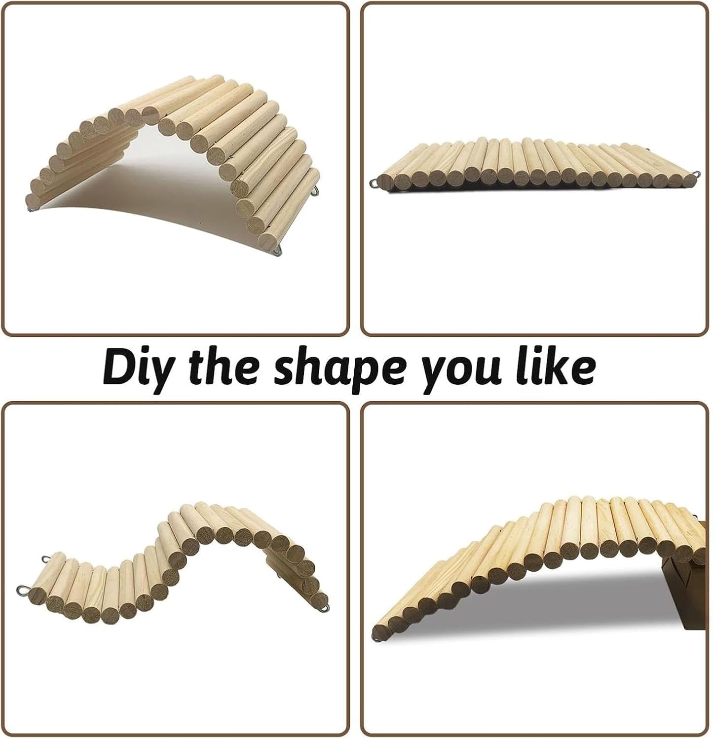 Hamiledyi 15.66 x 7.8 inch Wooden Reptile Hideout, Bearded Dragon Bendy Bridge, Reptiles Hide Cave Habitat Decor, Climbing Ladder Hiding Hut for Lizards Gecko Spiders Snakes Tortoise