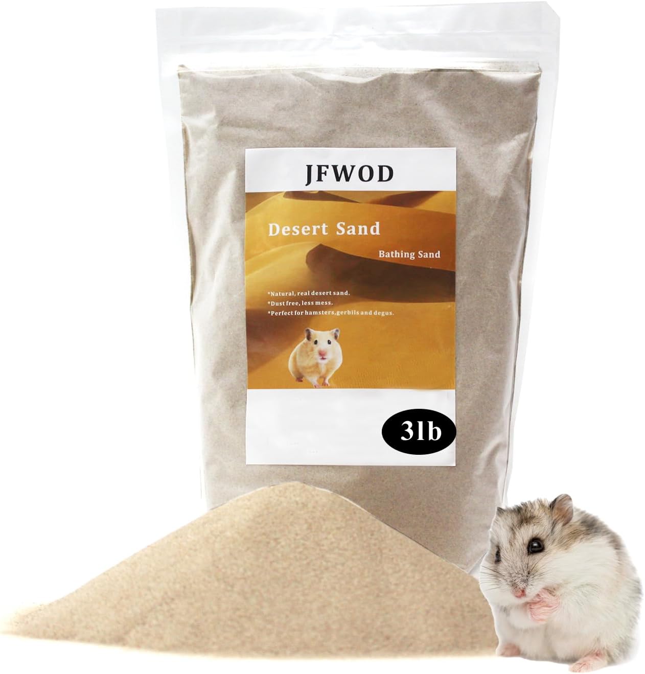 Hamster Bath Sand, 3lb Dust Free Desert Sand or Potty Litter Sand for Hamster Chinchillas Gerbil Syrian Mice Small Animals(Beige)
