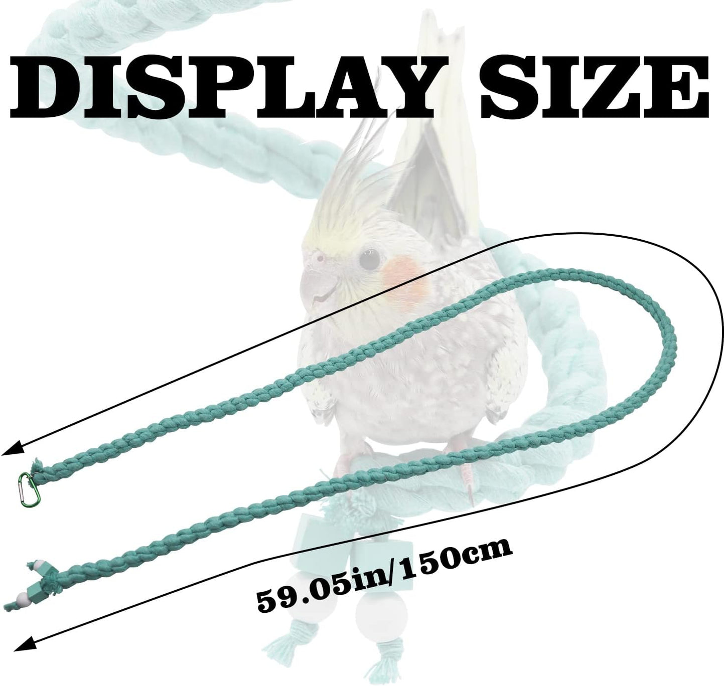 Dnoifne 59 Inch Spiral Rope Perch, Bird Cage Stand Pole Accessory, Climbing Toy for Parrot, Parakeet, Budgie, Lovebird, Cockatiel (59"/1.5 M)