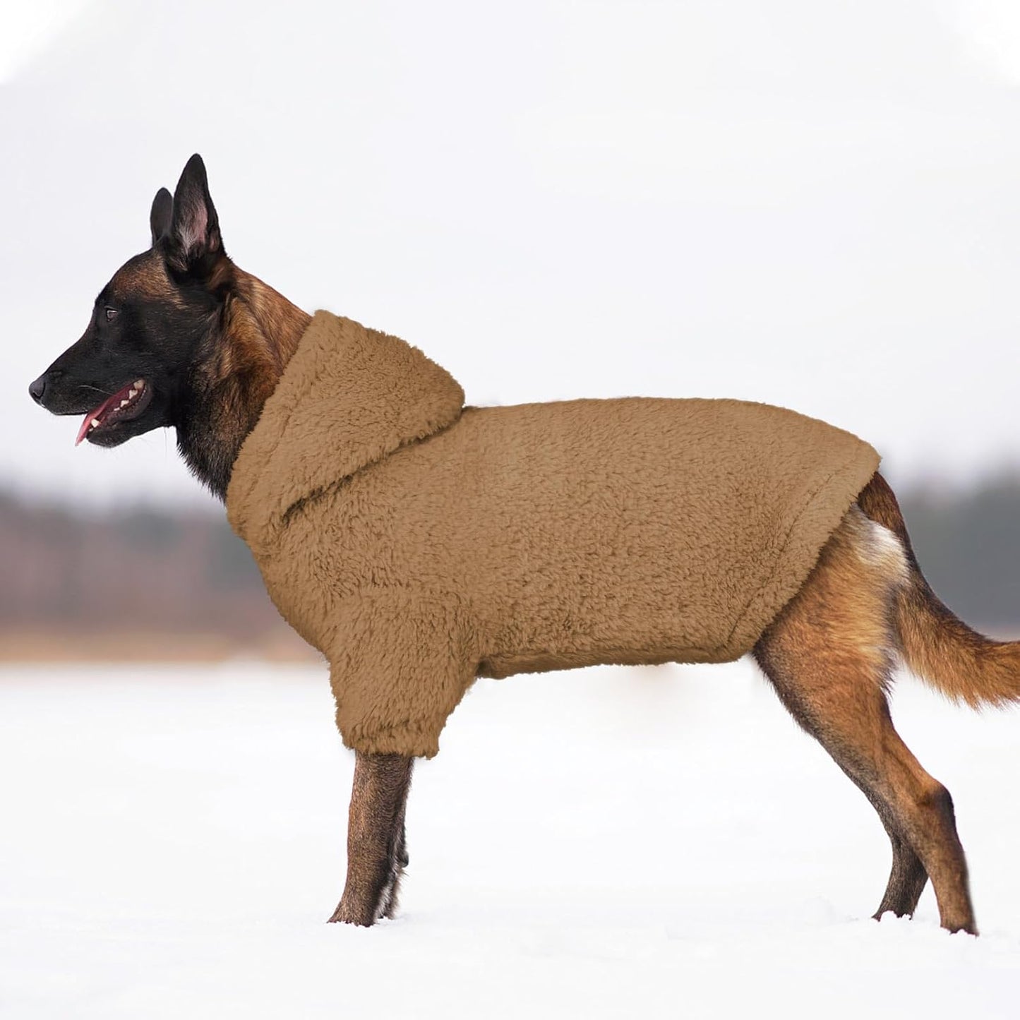 Fuzzy Dog Sweaters for Large Dogs Pet Hoodie Clothes Warm Soft Pet Coats Hooded Sweatshirt Dog Sweaters for Extra Large Dogs(Coffee-XXL)