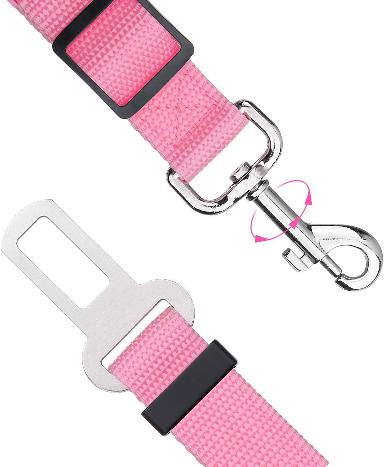 Elisel Elisel 2 Packs Adjustable Length Pet Dog Cat car seat Belt Pet seat Belt Pet Accessories for Dogs Cats and Pets (Pink)