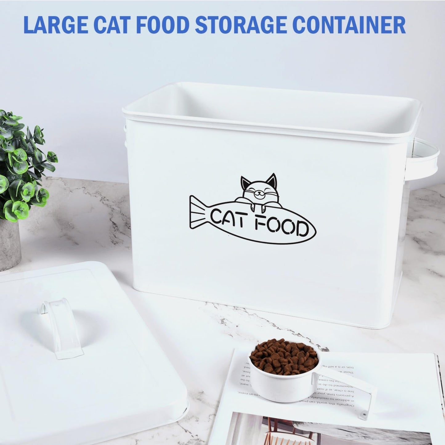 Large Dog and Cat Food Storage Container, Farmhouse Pet Food Storage Containers with Lid and Dry Food Scoop, Durable Airtight Cat Food Container, Great Gift for Pet Owners