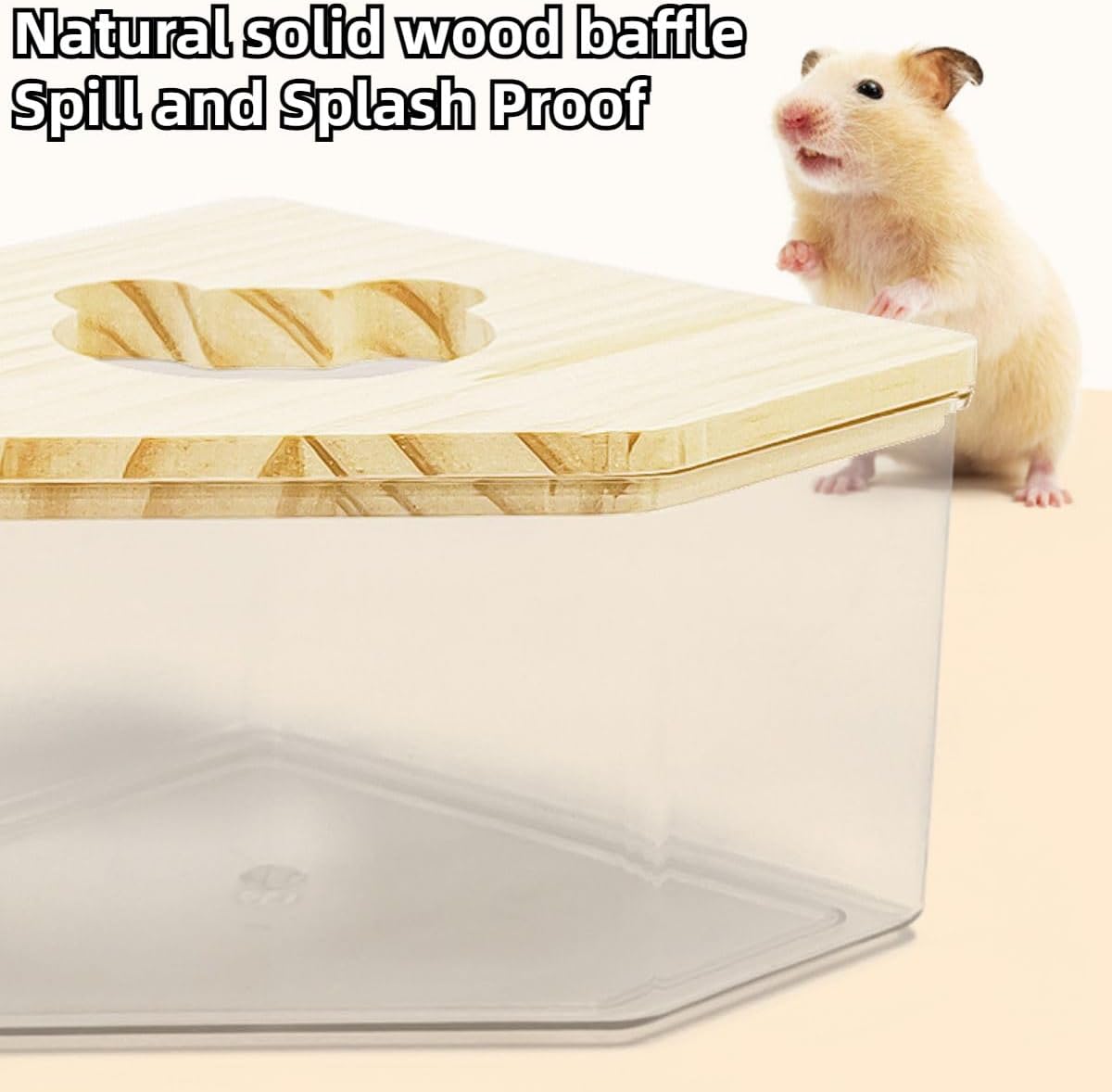 Hamster Sand Bath Box Container, Small Pet Sandbox Lid Design Take Bath Wooden Sandbox Dust Bath, Transparent Bathroom & Digging Box Acrylic Syrian Hamster Litter Box Small Animal Accessories (C)