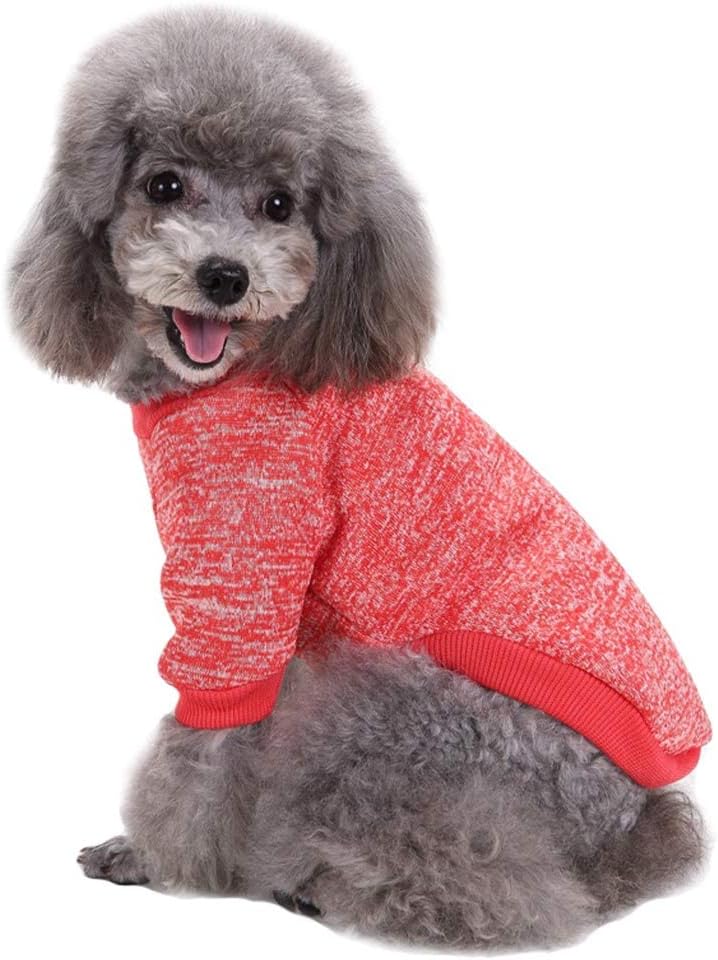Jecikelon Dog Clothes Dogs Sweater Soft Puppies Clothing Winter Puppy Sweaters Warm Outfit for Dogs Small XXS XS Cat Apparel (Red, XXS)