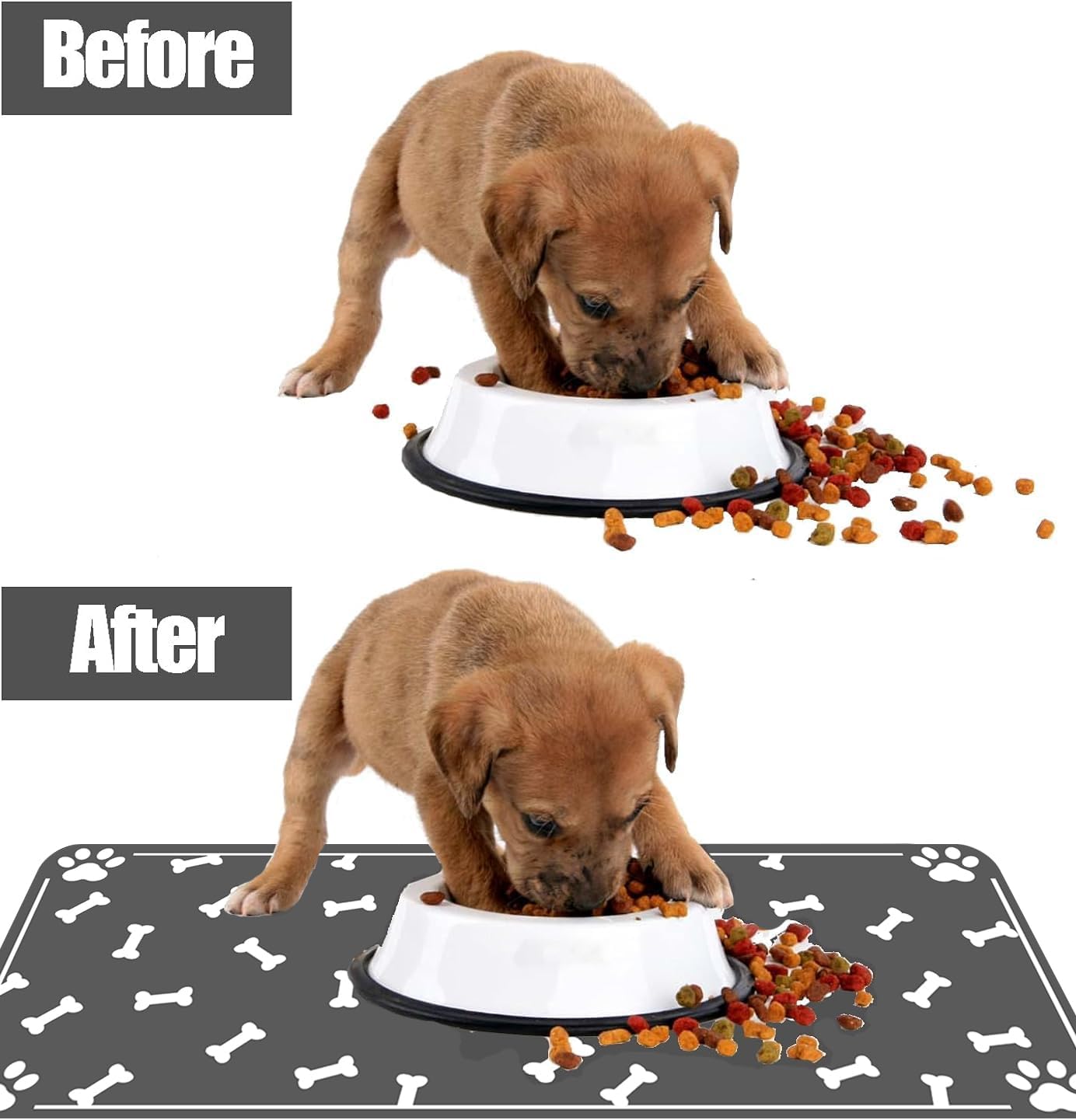 Large Pet Feeding Mat, Absorbent Quick Dry Dog Mat for Food and Water Bowl, Non Skid Cat Bowl Mat, No Stains Quick Dry for Pet Water Dispenser Pet Supplies for Messy Drinkers