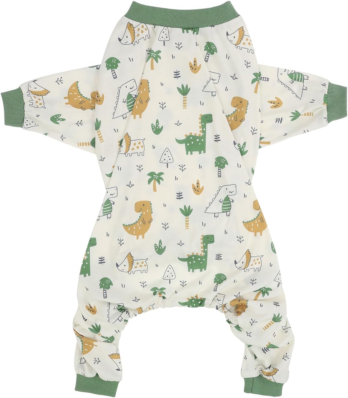 HDE Dog Pajamas One Piece Jammies Jumpsuit Pet Clothes Outfit Stretchy Lightweight Comfy Shirt Pjs for M-3XL Dogs Forest Dinos - XL