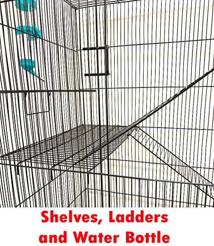 Extra Large 4-Floors with Tight 3/8-Inch Bar Spaing for Ferret Chinchilla Sugar Glider Rats Mice Hamster Gerbil Squirrel Rodent Degu Dagus Small Animal Critter Cage