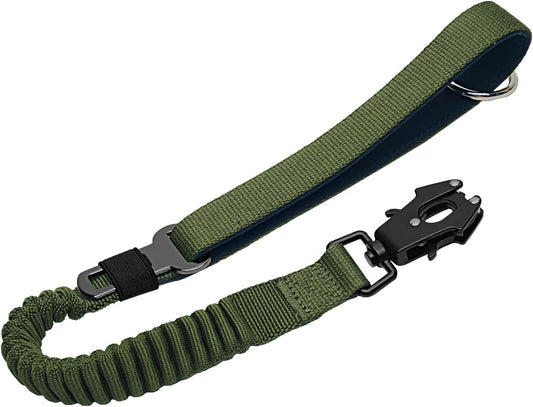 20” Strong Short Leash for Dog, Heavy Duty Bungee Dogs Leash with Padded Handle Car Seatbelt, Dog Training Leashs for Large or Medium Dogs - Can be Used with Other leashes (Army Green)