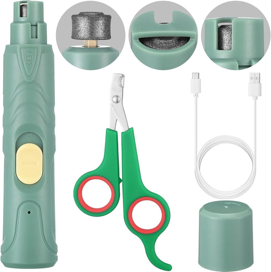 Lasnten 2 Pcs Bird Nail Grinder with Bird Nail Clipper Bird Nail Trimmer Bird Nail File with LED Lamp Grooming Tool for Bird Parrot Budgerigars Parakeets Myna Conure Finches Lovebirds (Green)