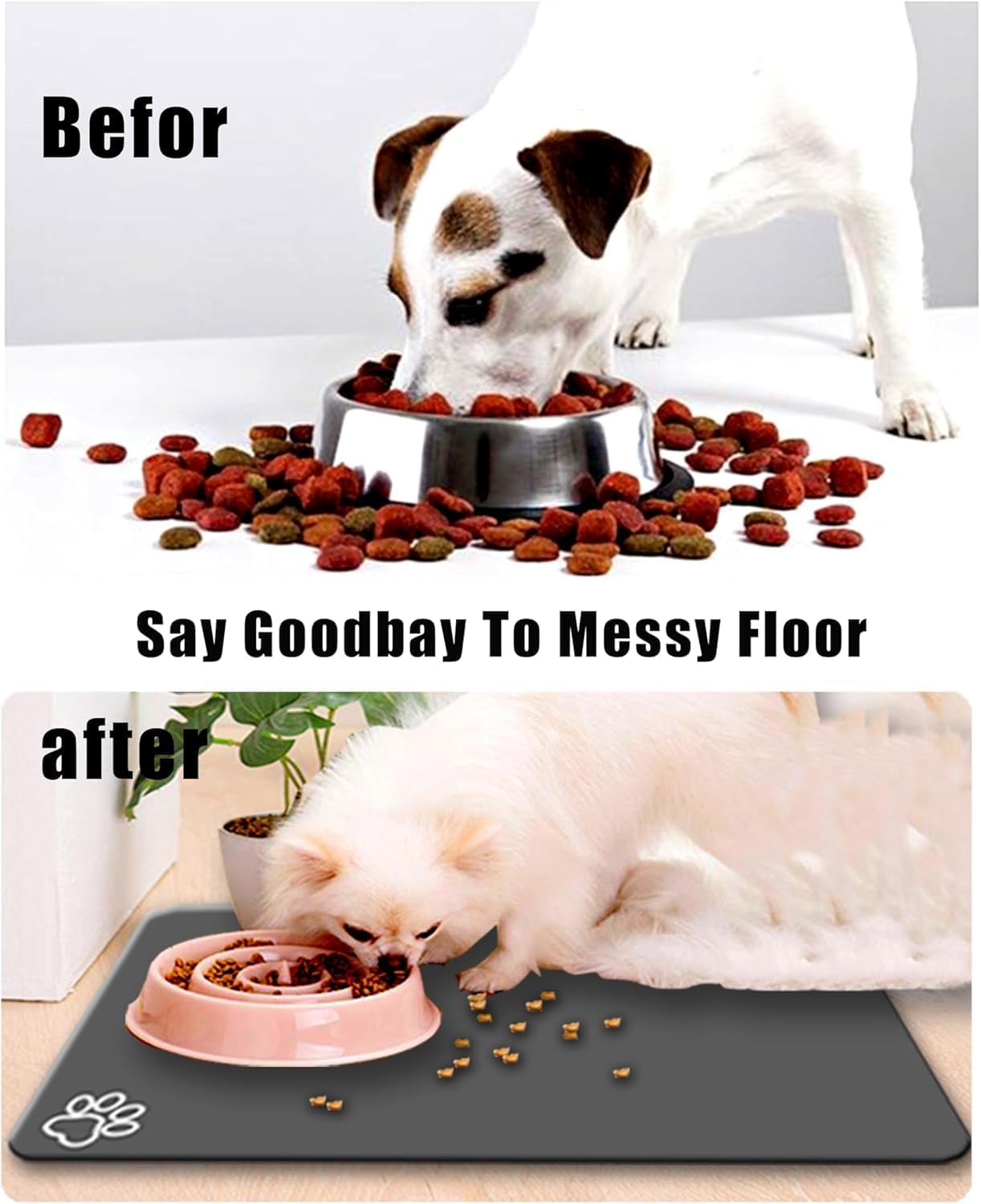 Large Pet Feeding Mat,Super Absorbent Pet Mat,Quick Dry Cat & Dog Water Dispenser Mat,No Stains Non Skid Pet Food Mat for Food and Water Bowl,Easy to Clean Pet Placemats (Dark Brown, 36'' x 16'')