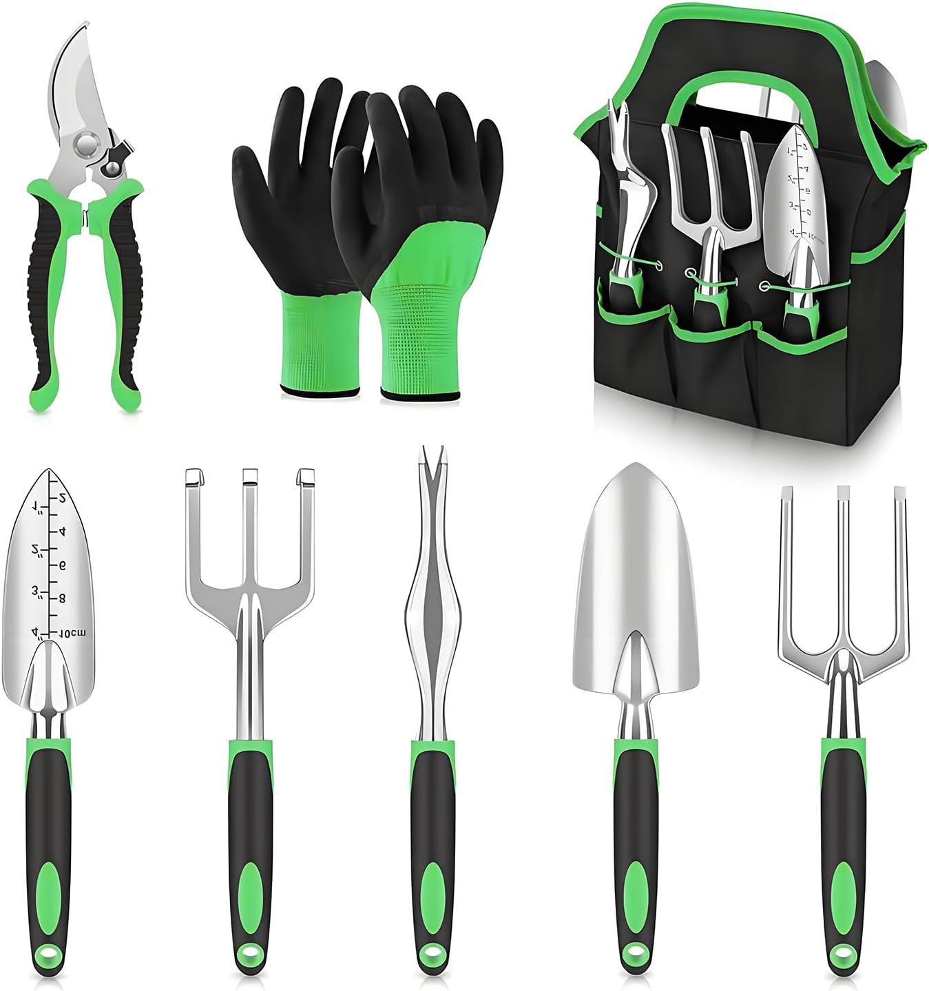 8-Piece Heavy-Duty Gardening Tools with Ergonomic Handles and Storage Bags Make A Wonderful Gift for Parents