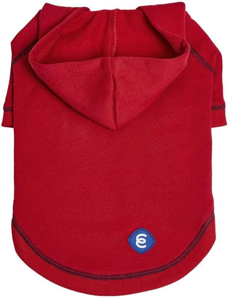 Blueberry Pet Essentials Dog Hoodie – 16 inch, Cotton‑Blend Sweatshirt with Hood, Red, Machine‑Washable Small‑Dog Jersey