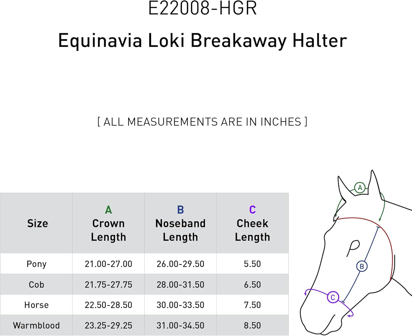Equinavia Loki Adjustable Breakaway Horse Halter - Hunter Green - Cob