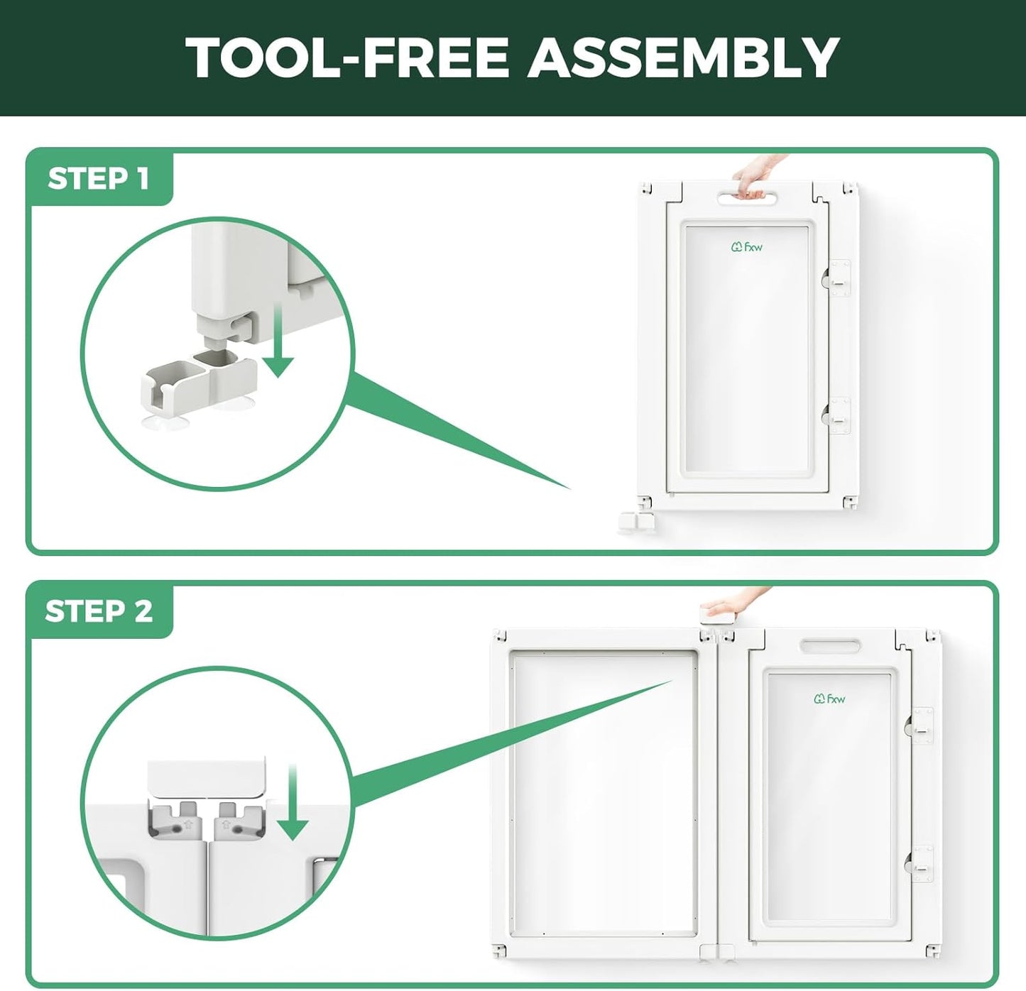 FXW AuraSpace Acrylic Indoor Unleashed Dog Playpen for Medium Dogs, 35 Inch, 8 Panels, White
