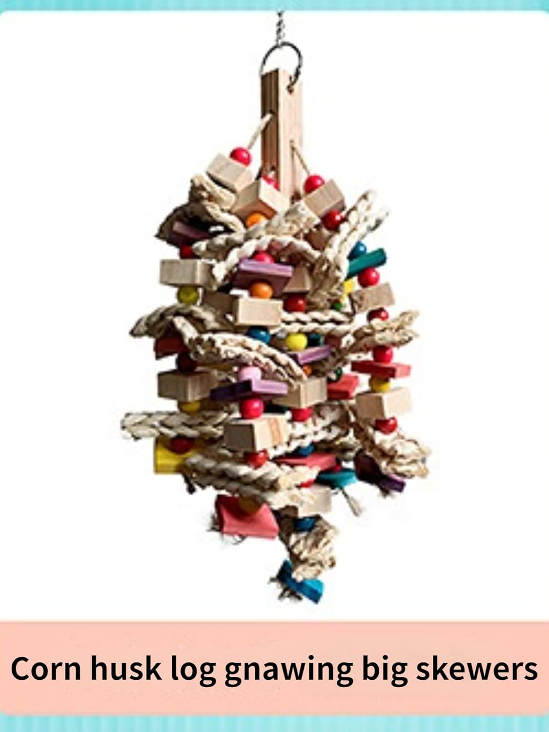 Bird Spiral Rope Perch, Hemp Rope Swing Perch, Cage Stand Pole Accessory, Standing Climbing Toy for Parrot, Parakeet, Budgies, Lovebirds, Cockatiels (Large, Yellow, Cotton, Iron)