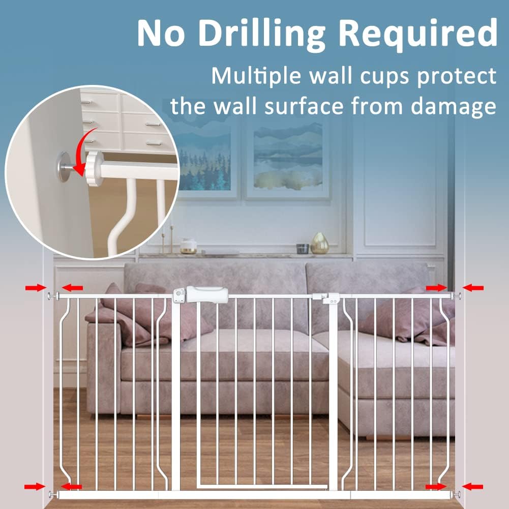 Extra Wide Baby Gate 4.72in Extensions Walk Through Baby Gate Pressure Mount Auto Close Child Safety Gates (White, Extension-4.72"/12cm)