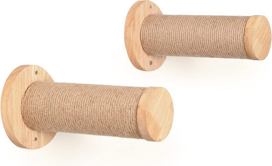 FUKUMARU Cat Wall Furniture, 11.8 Inch Cats Steps for Drywall, Kitten Stairs for Wall Mounted with Jute Scratching Kittens Shelf, 2 of Pack