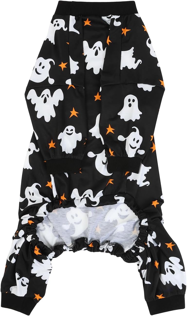 HDE Dog Pajamas One Piece Jumpsuit Lightweight Dog PJs Shirt for M-3XL Dogs Ghostly Stars - M