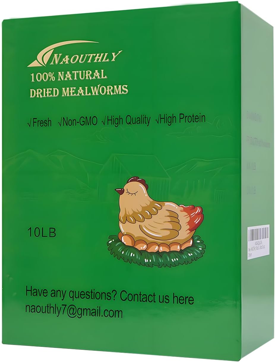 10lbs Dried Mealworms - Premium Non-GMO Chicken Feed, Nutritious High Protein Meal Worms- Food and Treats for Laying Hens, Wild Birds, Ducks, Chicken
