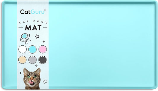 CatGuru Cat Food Mat, Small & Large Pet Feedingd Mat, 100% Waterproof Cat Mats for Food and Water, Silicone Mats for Pet Bowls, Non-Slip Placemat for Water Bowl or Fountain (Small, Aruba)
