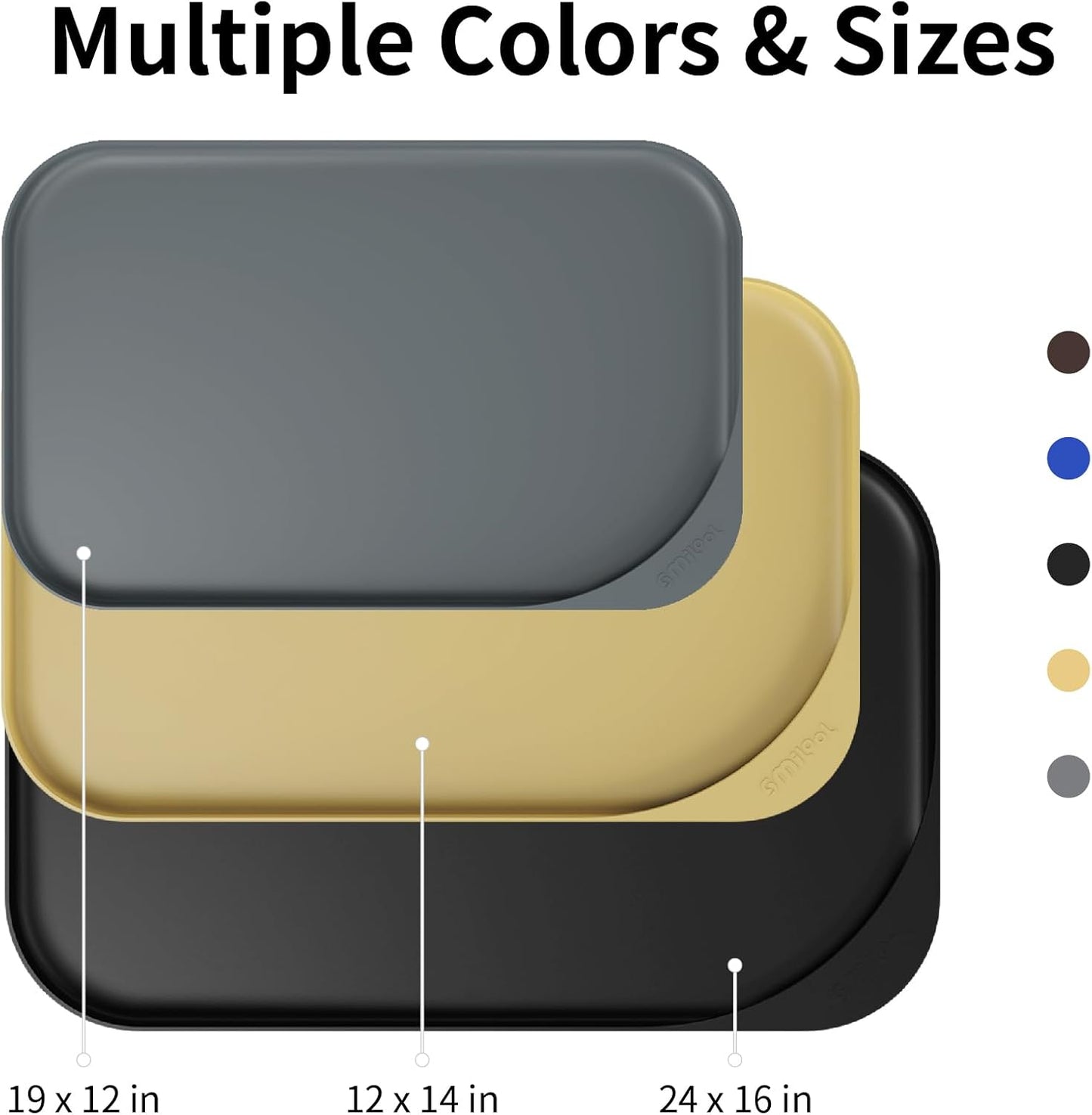 Silicone Pet Feeding Mat with Raised Edge & Residue Collection Pocket for Food and Water, Dog Bowl Mats, Cat Bowls Placemat with High Lip for Floor Waterproof, 24 x 16 x 0.8 Black