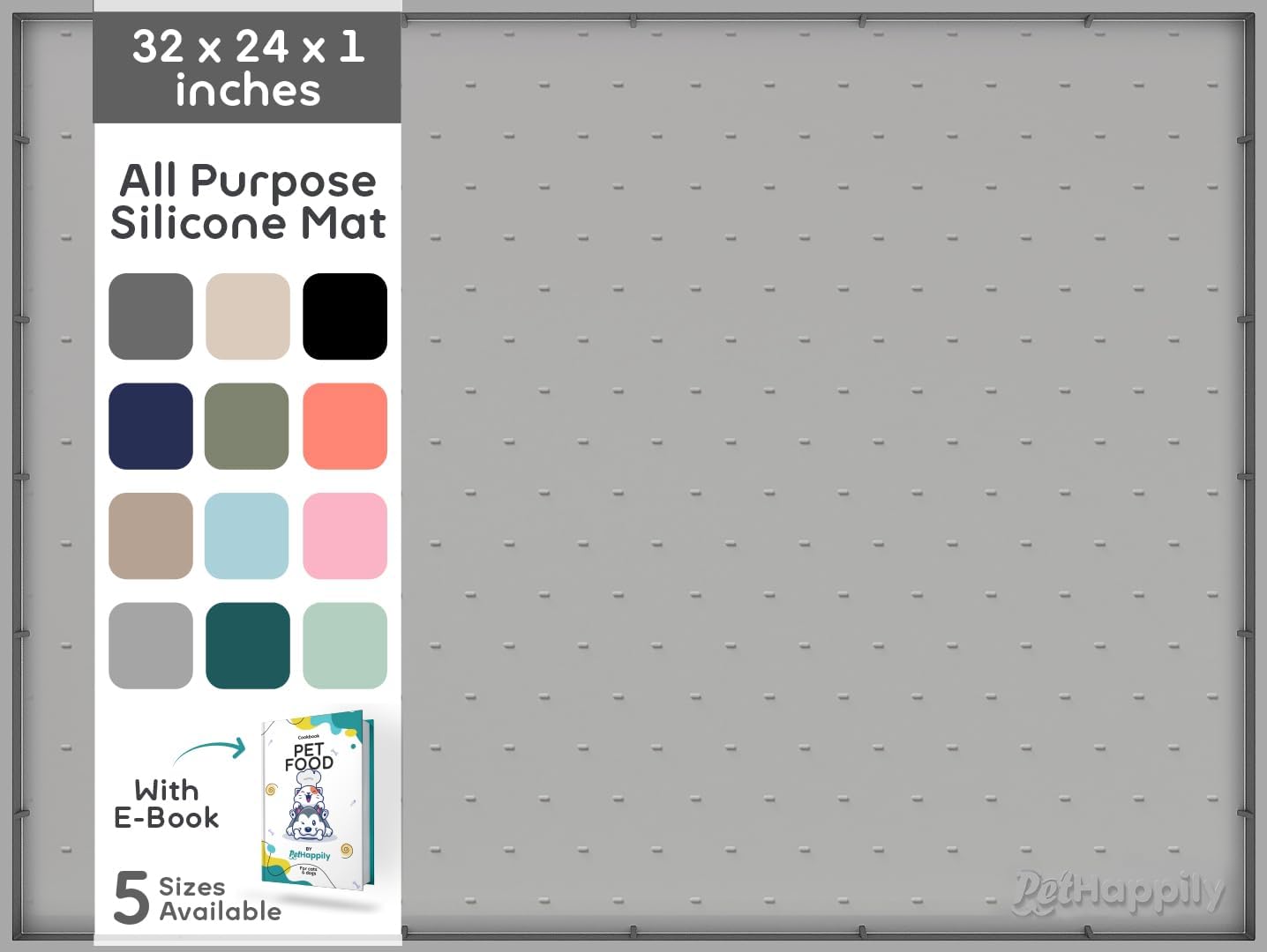 32x24x1” XL Dog Food Mat - All Purpose Under Sink Liner, Washer and Dryer Covers for The Top, Silicone Griddle Mat for Blackstone - Raised Edges Dog Mat for Food and Water Prevent Spill, Waterproof