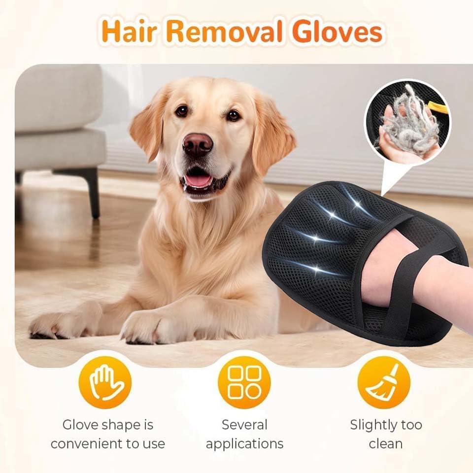 2PCS Pet Hair Remover, Electrostatic Pet Hair Removal Gloves, Reusable Cat & Dog Hair Remover for Couch, Furniture, Carpet, Curtain, Upgraded Animal Fur Removal Tool, Cat Grooming Gloves
