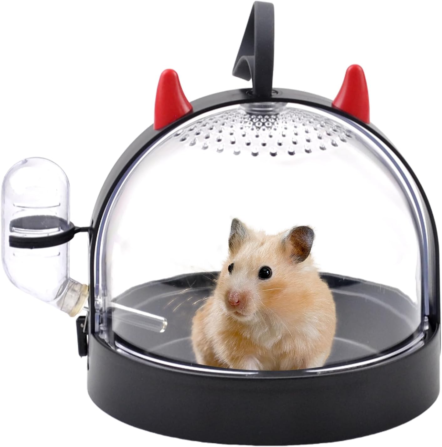 Portable Hamster Cage Travel Bag, High Permeability Hamster Travel Carrier with Water Bottle Small Pet Hamster Travel Carrier Cage for Hamster Gerbils Mice Hamster Guinea Pigs Sugar Glider(Black)