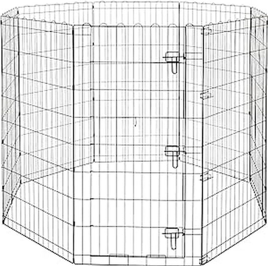 Amazon Basics Foldable Octagonal Metal Exercise Dog Playpen - Indoor/Outdoor, Single Door, Extra Large (8 Panels, 24 x 48), Easy to assemble and store customize, 48" - X-Large, Black