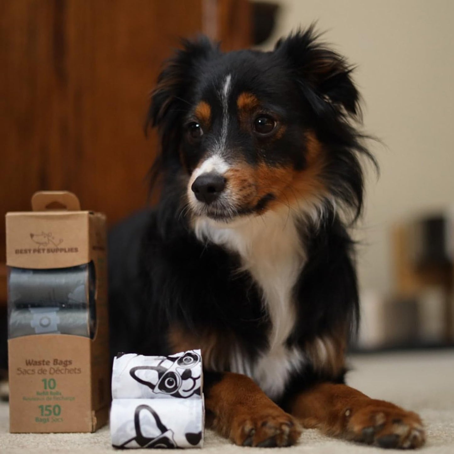 Best Pet Supplies Dog Poop Bags (150 Bags) for Waste Refuse Cleanup, Doggy Roll Replacements for Outdoor Puppy Walking and Travel, Leak Proof and Tear Resistant, Thick Plastic - Gray