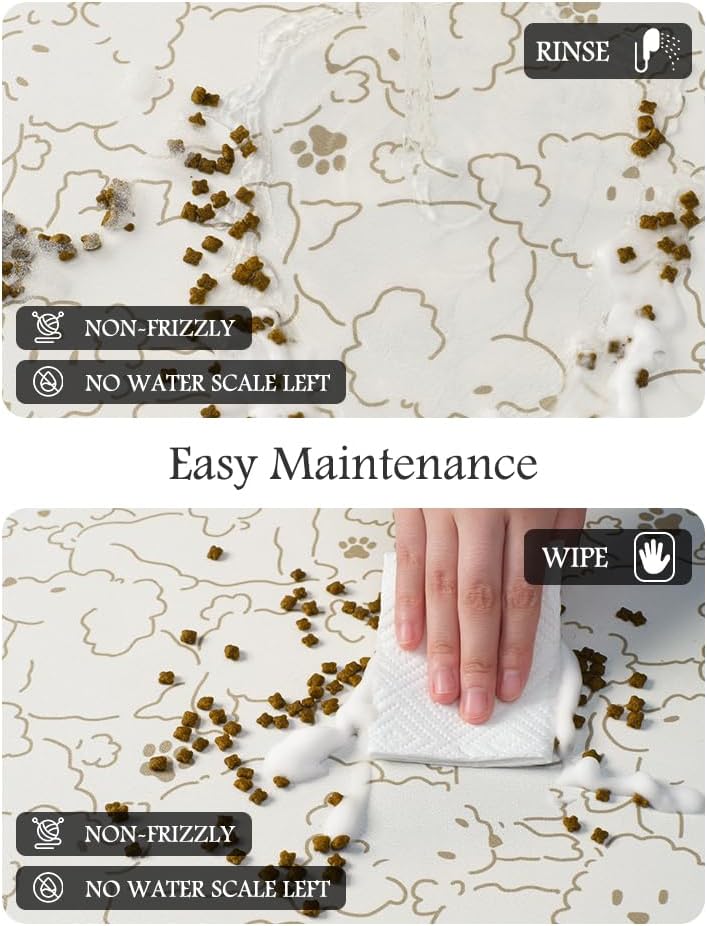 Pet Feeding Mat-Absorbent Dog Mat for Food and Water Bowl-No Stains Quick Dry Water Dispenser Mat-Dog Accessories Pet Supplies-Bowl for Messy Drinkers（FRAMEDOGS,17"x34"