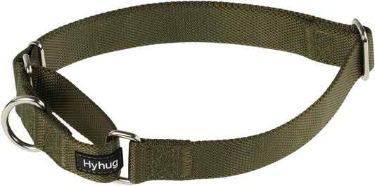 Hyhug Pets Premium Upgraded Heavy Duty Nylon Anti-Escape Martingale Collar for Boy and Girl Dogs Comfy and Safe - Professional Training, Daily Use Walking. (Army Green, Large)