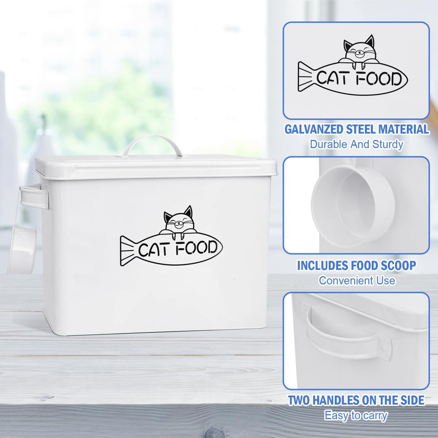 Large Dog and Cat Food Storage Container, Farmhouse Pet Food Storage Containers with Lid and Dry Food Scoop, Durable Airtight Cat Food Container, Great Gift for Pet Owners