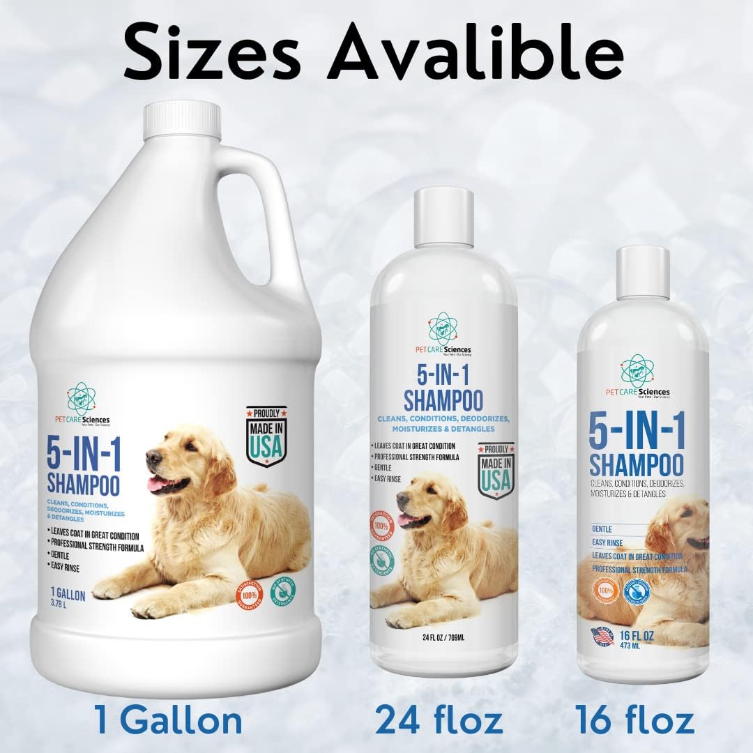 8 floz 5 in 1 Dog Shampoo for Itchy Skin - Sensitive Skin Dog Shampoo for Smelly Dogs - Dog Shampoos & Conditioners - Made in The USA