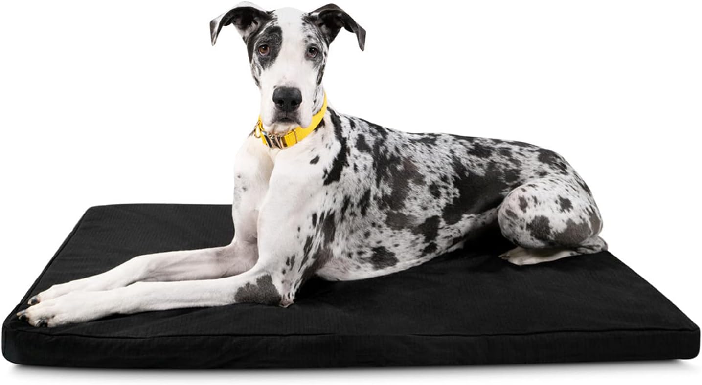 K9 Ballistics Tough Ripstop Orthopedic Dog Crate Bed - Durable Pad with Washable Cover, for Wire Crates, Tie-Downs Included, Size: XX-Large 53"x36", Obsidian Black