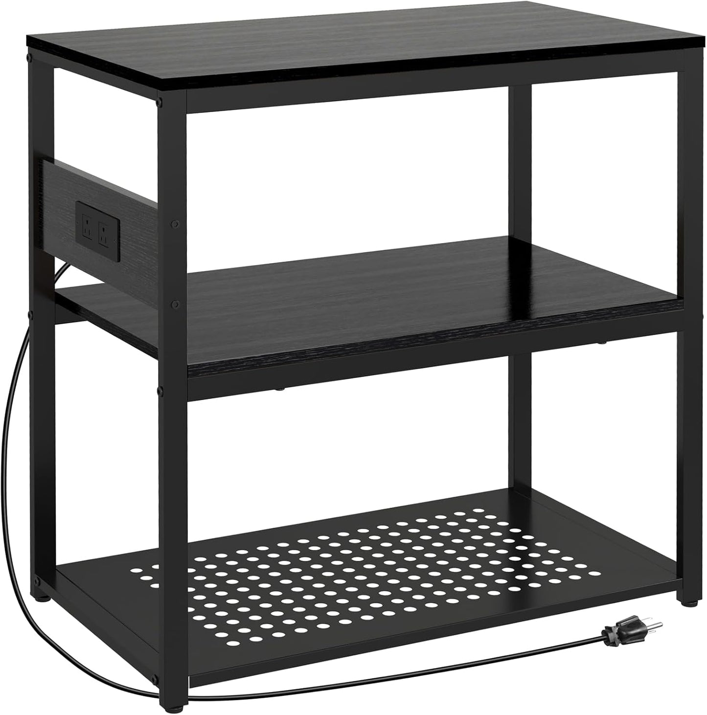 20-29 Gallon Fish Tank Stand with Power Outlets, 3-Tier Metal Aquarium Stand, Breeder Reptile Tank Stand with Shelf for Home Office, 660LBS Capacity, 29.5 x 15.8 x 30.1 inches, Black