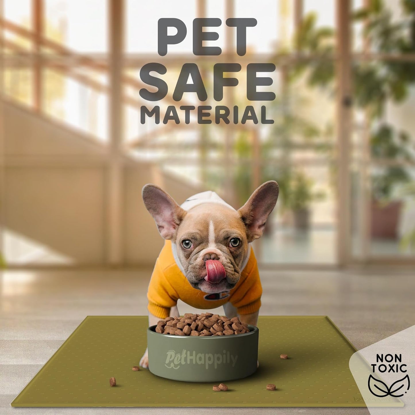 Dog Food Mat - Raised Edges Dogs Mat for Food and Water Prevent Spill, Waterproof Cat Food Mats Protect Floors, Easy Clean Dog Bowl Mats for Food and Water, Silicone Pet Food Tray