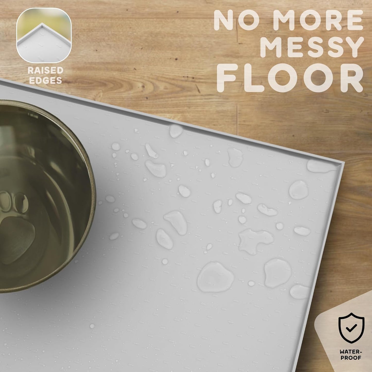 Dog Food Mat - 24x15 Raised Edges Dogs Mat for Food and Water Prevent Spill, Waterproof Cat Food Mats Protect Floors, Easy Clean Dog Bowl Mats for Food and Water, Silicone Pet Feeding Placemats Mist