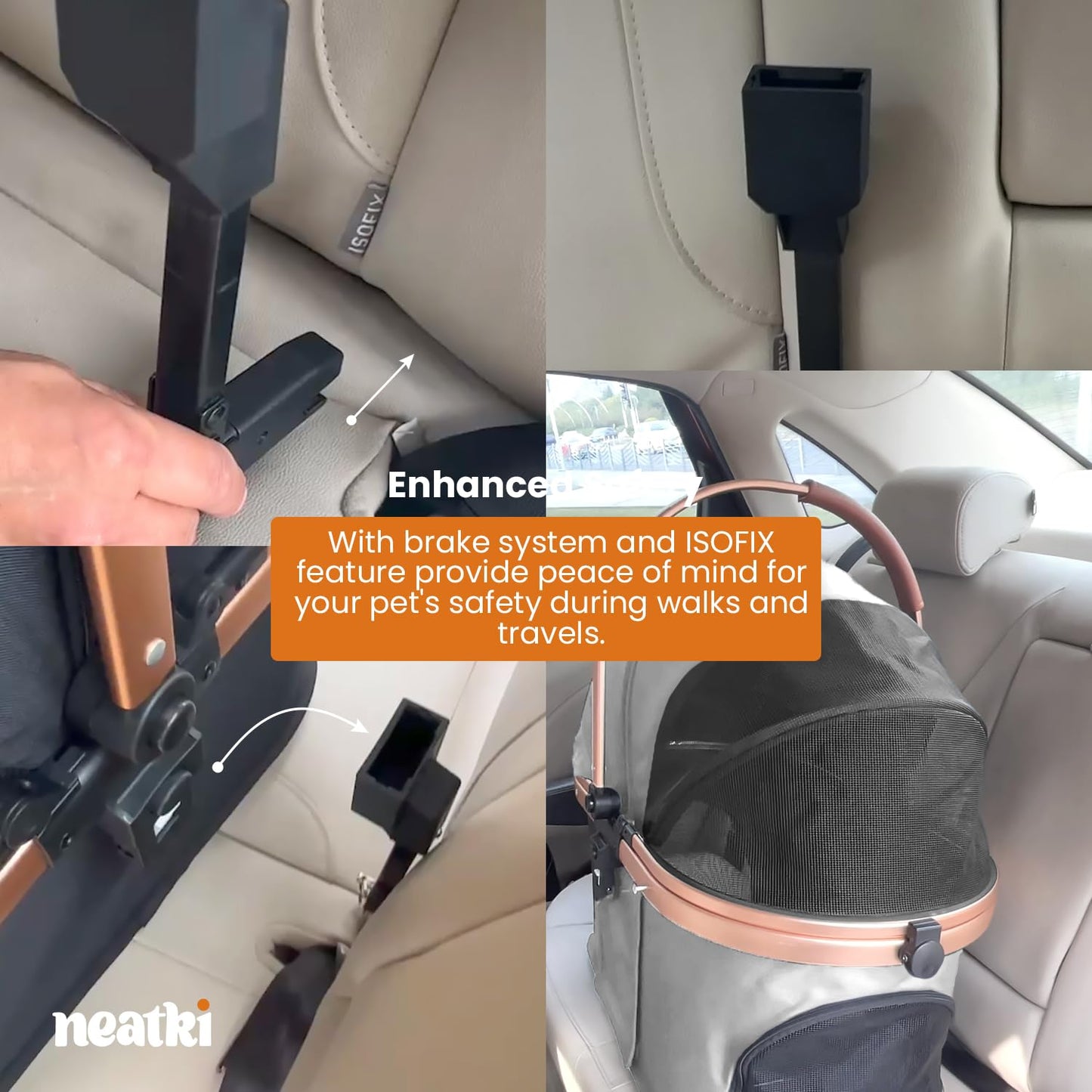 3 in 1 Pet Stroller - Stroller for Small to Medium Dogs and Cats up to 55 lbs, with Detachable Carrier/Car Seat, Foldable and Lightweight, Detachable Cushion + Cup Holder (Gray)