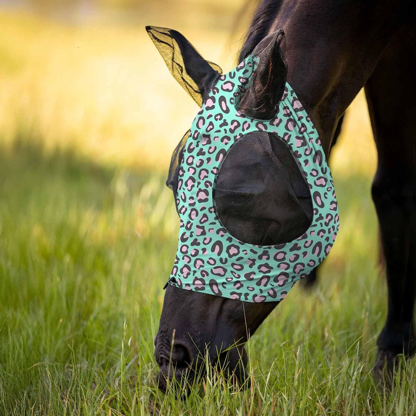 Jeffers Expression Lycra Horse Fly Mask – Full Size, Party Cheetah – Lightweight Stretch Horse Mask with Mesh Eyes & Ears, Breathable Lycra Mask for Horses, Equine Summer Apparel & Gear