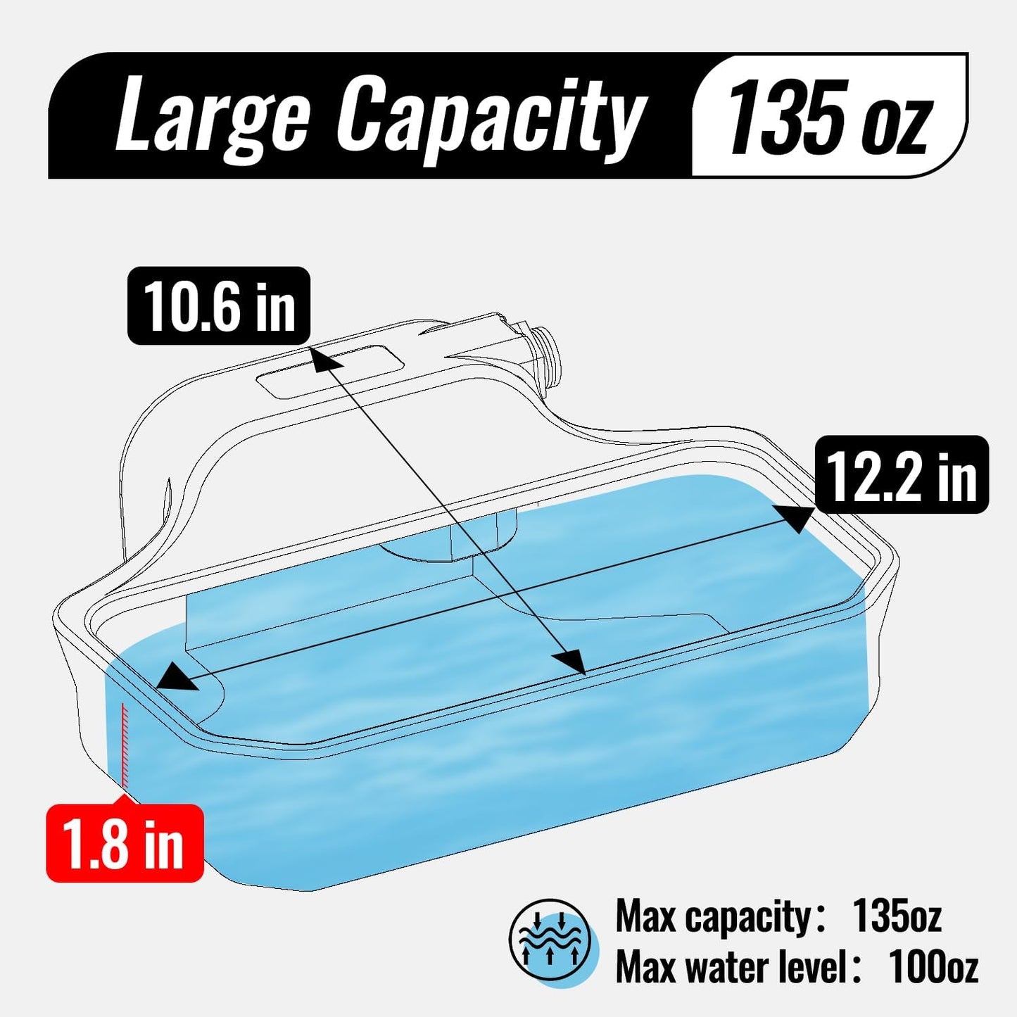 135OZ Automatic Water Dispenser for Large Dogs Patented Outdoor Dog Water Bowl Dispenser Automatic Dog Feeder Fit 3/4'' GHT Faucet Dog Waterer Include Water Hose Extra-Large Drinking Area