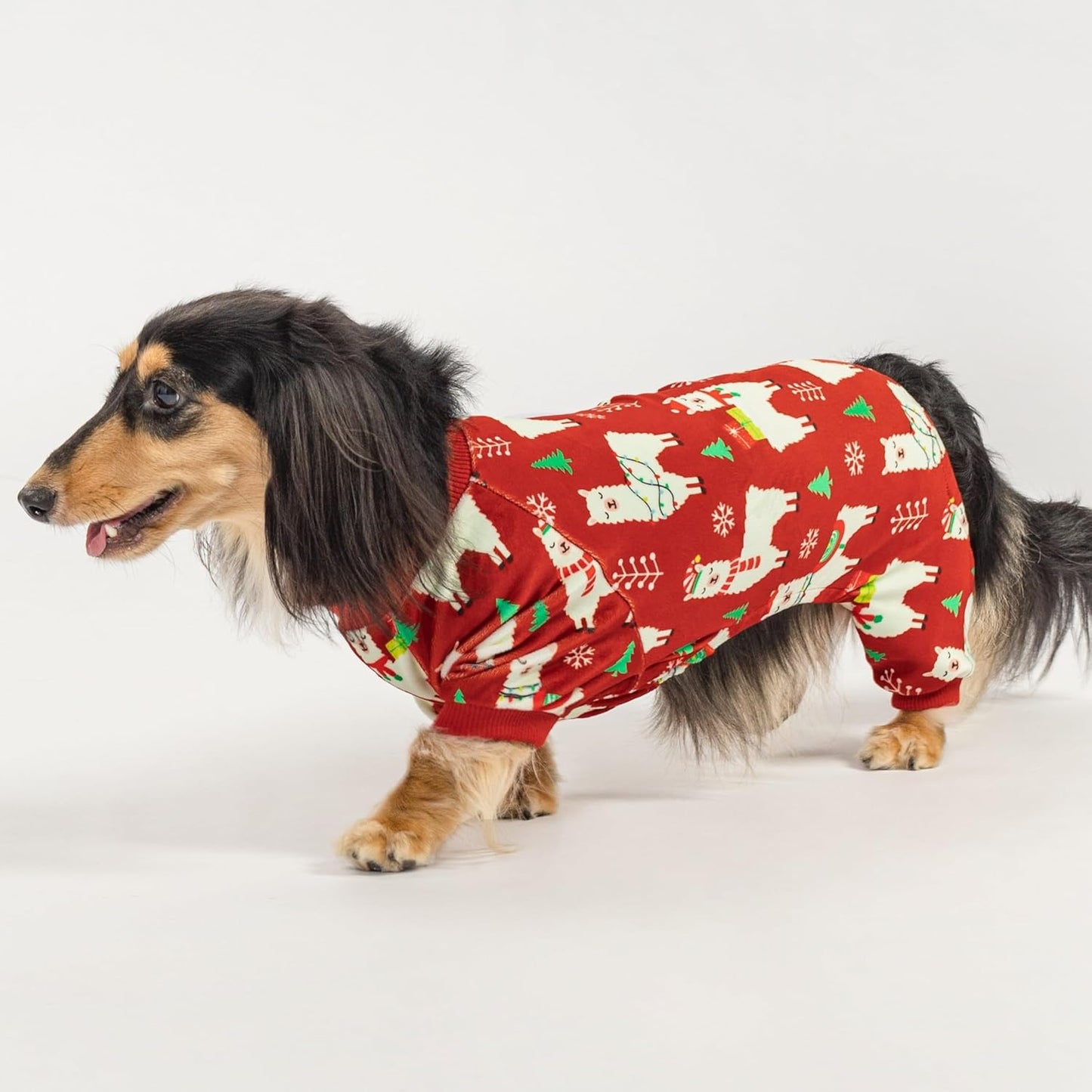 Fitwarm Christmas Alpaca Dog Pajamas, Christmas Clothes for Small Dogs Boy Girl, Holiday Pet Outfit, Red, Green, White, XXL