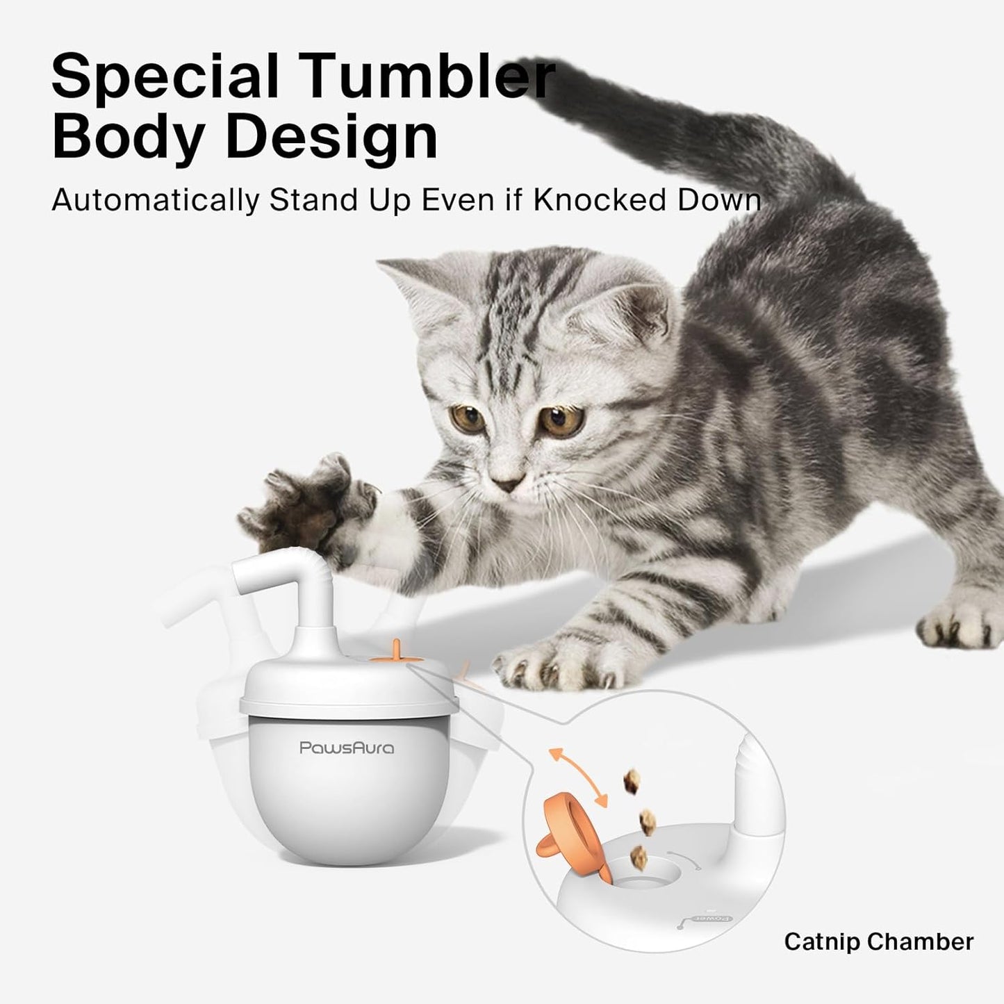 Cat Laser Toys, Automatic Cat Laser Toy Tumbler Design, Rechargeable Cat Laser Pointer 360°Irregular Rotation, 3 Modes Interactive Cat Toy for Indoor Cats of All Ages and Sizes (White)