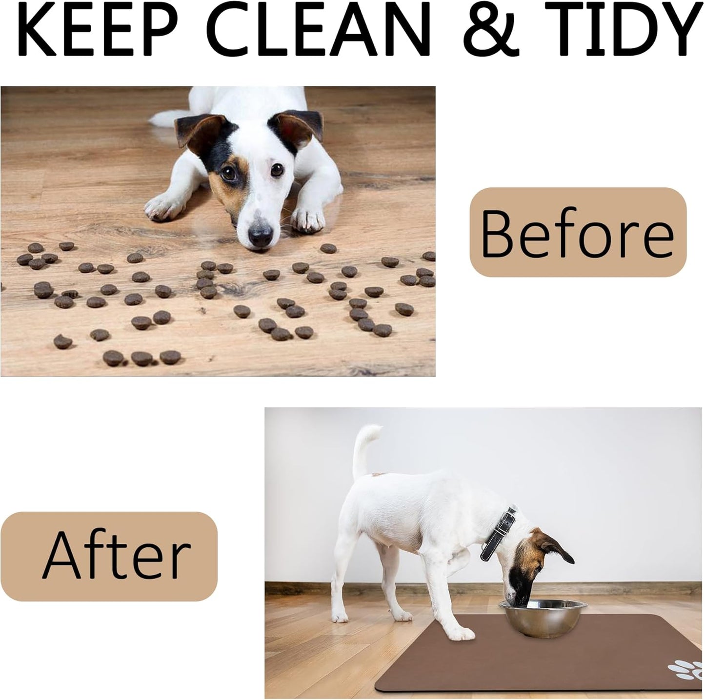 YCT Pet Cat Food Mats - Non-Slip Super Absorbent, 18.1 x 11.8 inches, Dark Grey