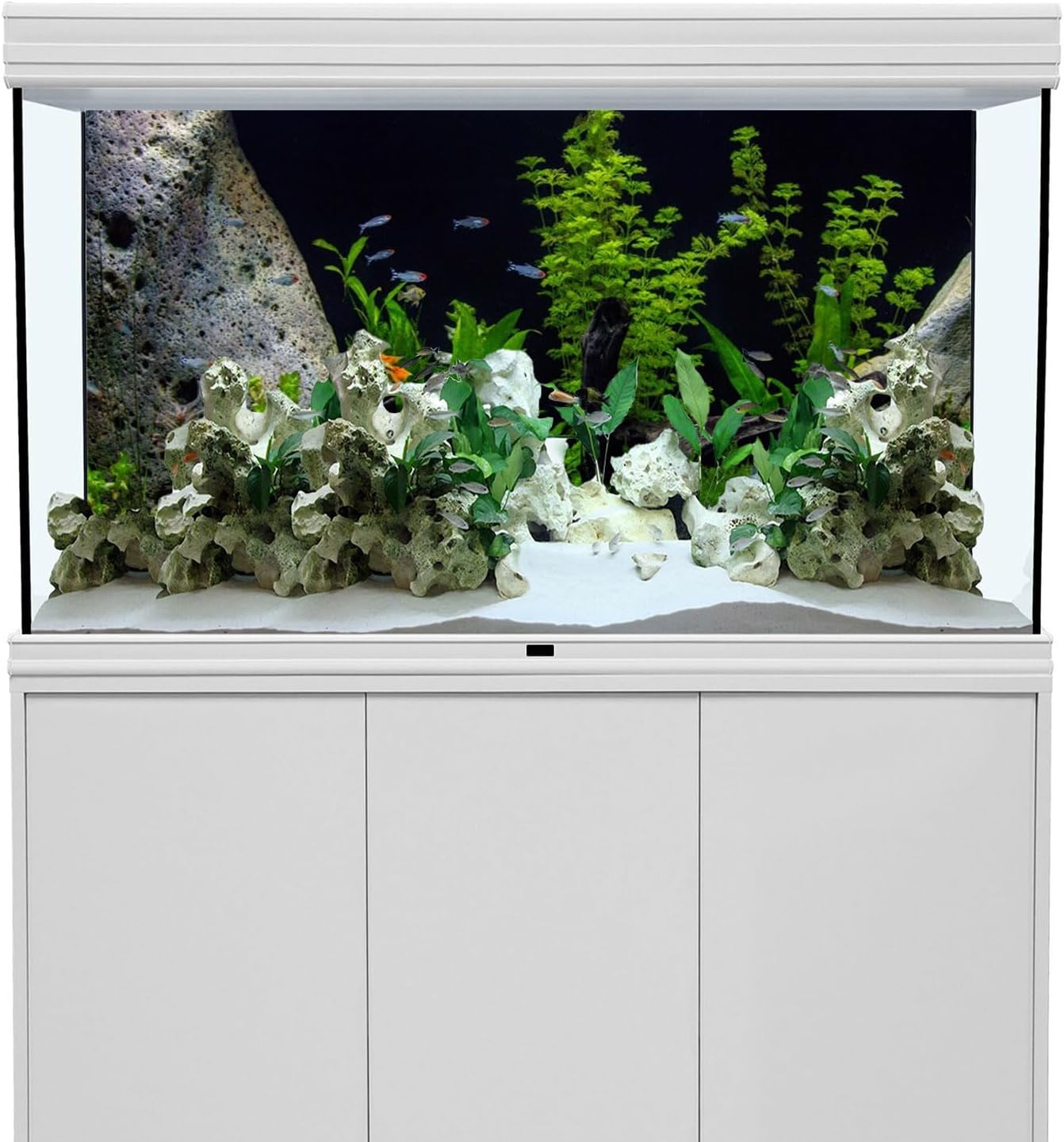 AWERT Vinyl Underwater Aquatic Plant Fish Tank Background Stone River Bed & Lake Aquarium Background 48x20 inches