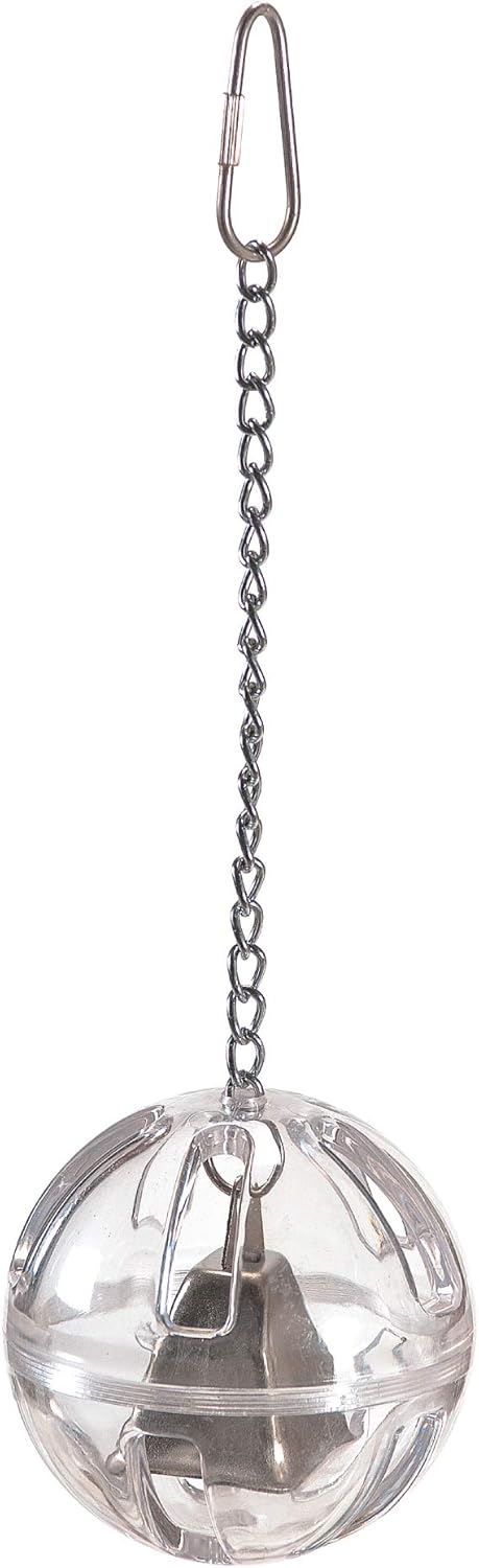 Featherland Paradise - Foraging Ball with Bell Interactive Bird Toy and Treat Dispenser - Creative Foraging Systems - Ideal for Medium to Large Birds