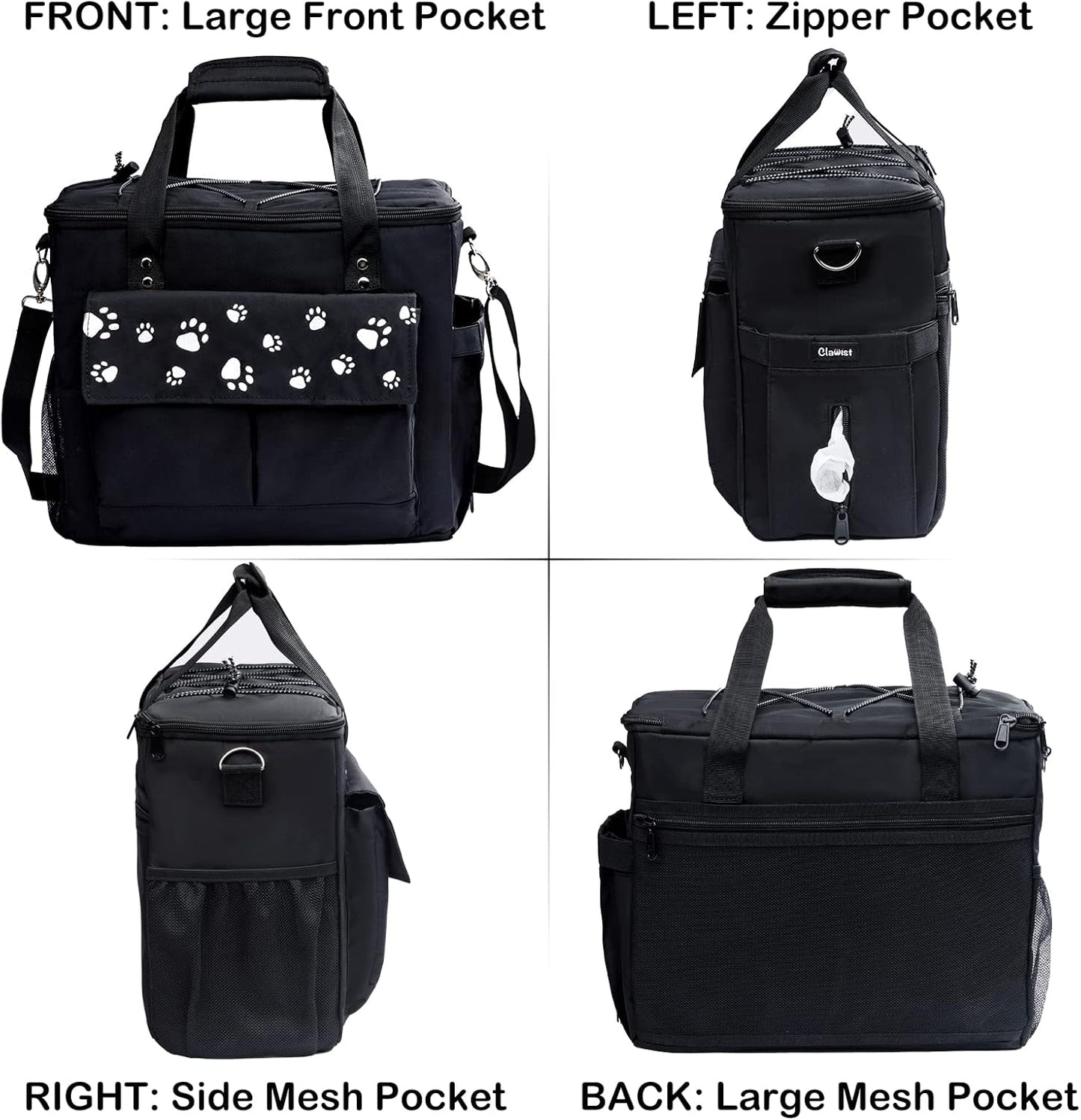 Dog Travel Bag, Airline Approved Dogs Bags for Traveling, 2 Dog 's Food Travel Container and Collapsible Bowls, Weekend Pet Travel Bags