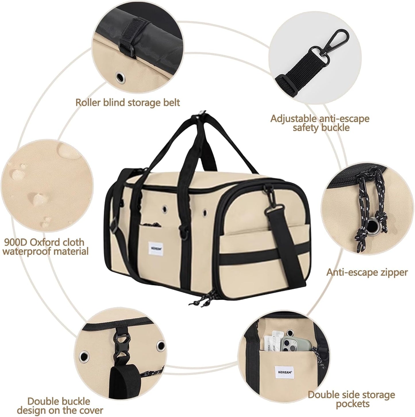 Pet Carrier Bag, Foldable Cat Bag Airline Approved, Soft-Sided Cat Travel Bag, Washable Dog Carrier Privacy Protection for Home Outdoor Travel(M, Grey)