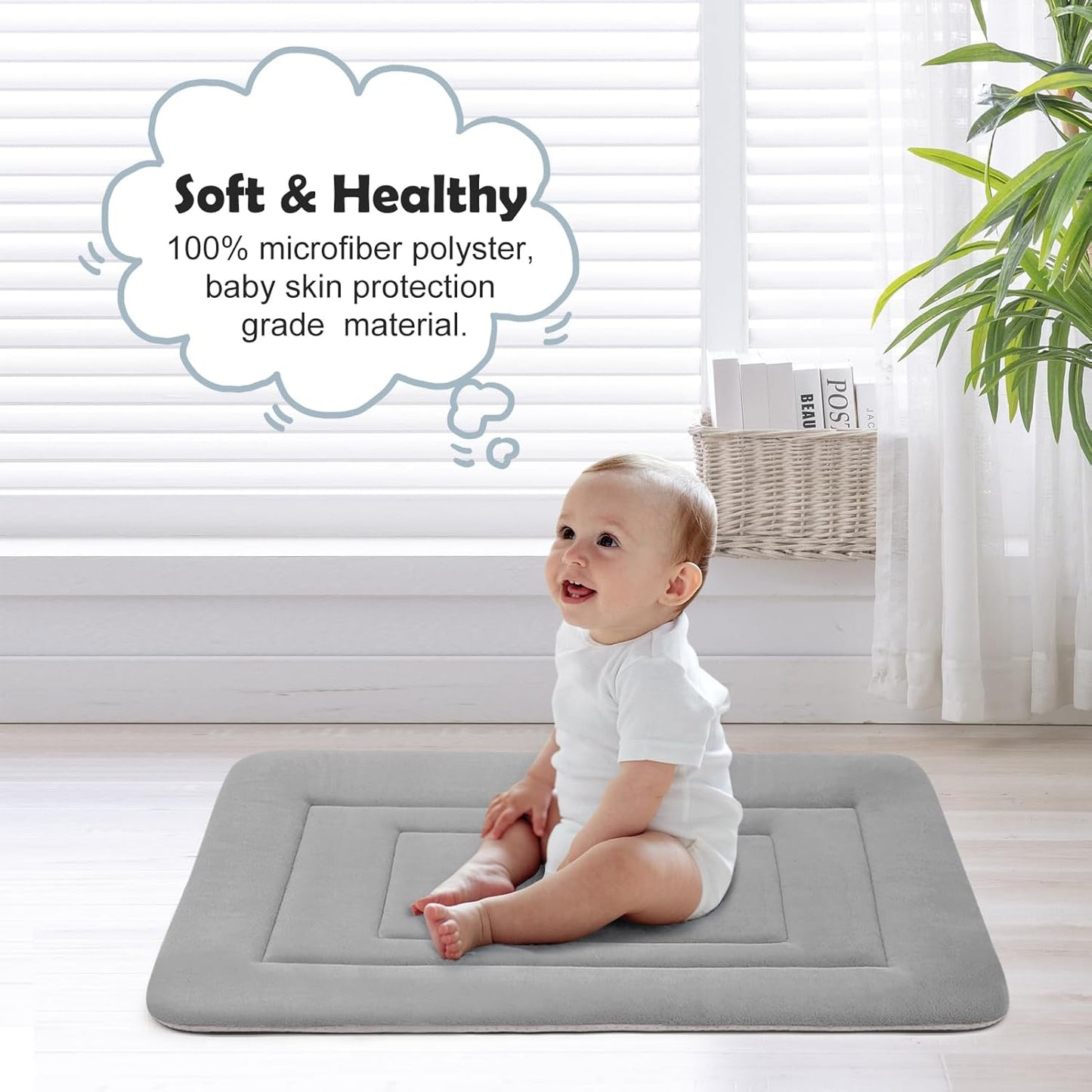 JoicyCo Soft Dog Crate Bed Pad Mat, 42 in Non-Slip Bottom Washable for Large Dogs, Pet Mattress Kennel Pad, Clay Gray